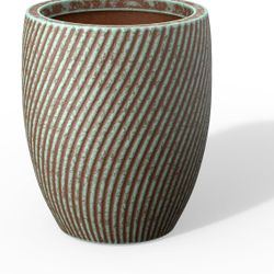 23.6-Inch Tall Round Fluted Concrete Planter