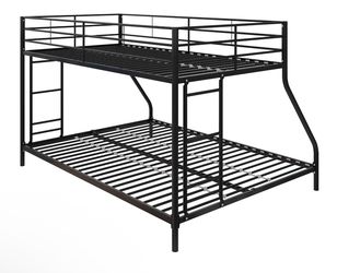 Mainstays Small Space Junior Twin over Full Low Profile Metal Bunk Bed, Black