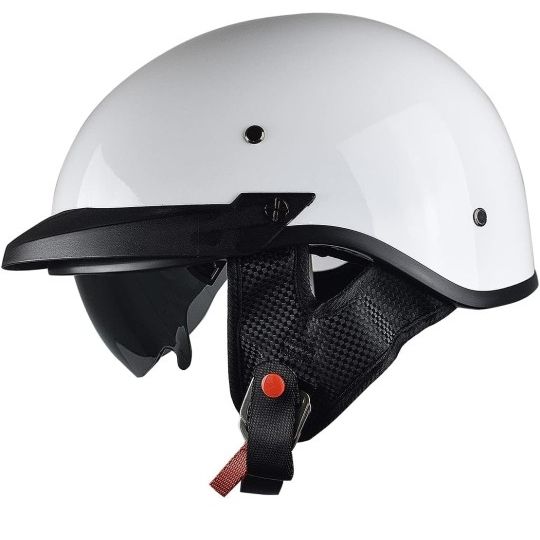 cool motorcycle half helmets sunshade ILM Helmet with Sunshield Quick Release Strap Half Face Fit for Cruiser Scooter DOT Approved 883V (Matte Black, Large) : Automotive Approved Advanced polycarbonate composite shell Real Carbon Fiber Half Face