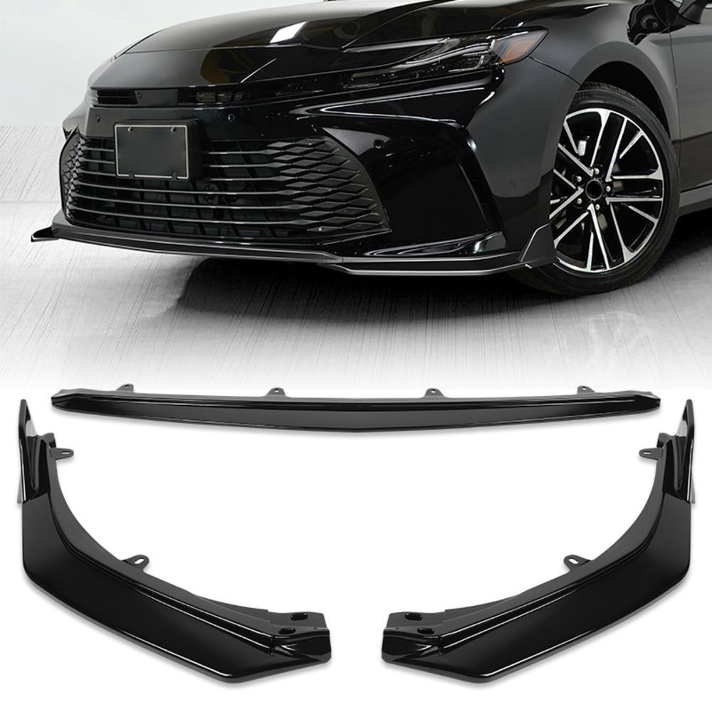 For 2025-2026 Toyota Camry LE XLE Painted BLK Front Bumper Lip Spoiler Splitter -(2-PU-202-PBK