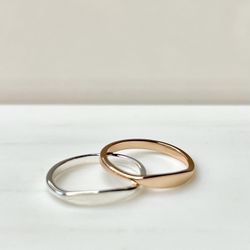 Dainty Minimalist Ring Band Silver / Rose Gold Size 7 
