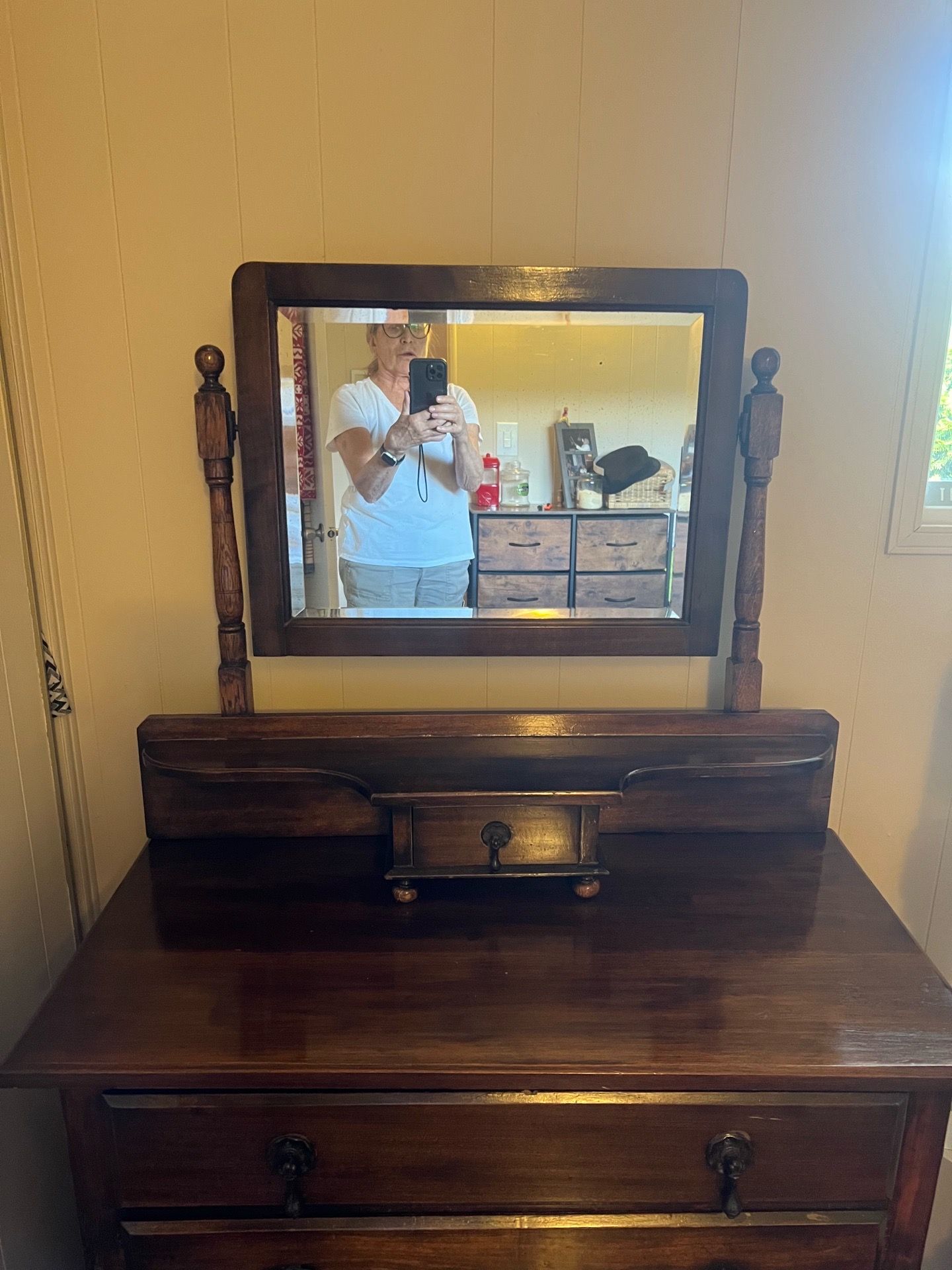 Pending sale Antique dresser with mirror that swivels