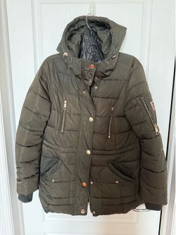 Green puffer jacket