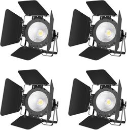 BETOPPER White Stage Par Lights w/Barndoor Professional 100W COB Spotlight Bright DJ Light Strobe Lighting for Church,Parties,Wedding,Therter,Live Eve
