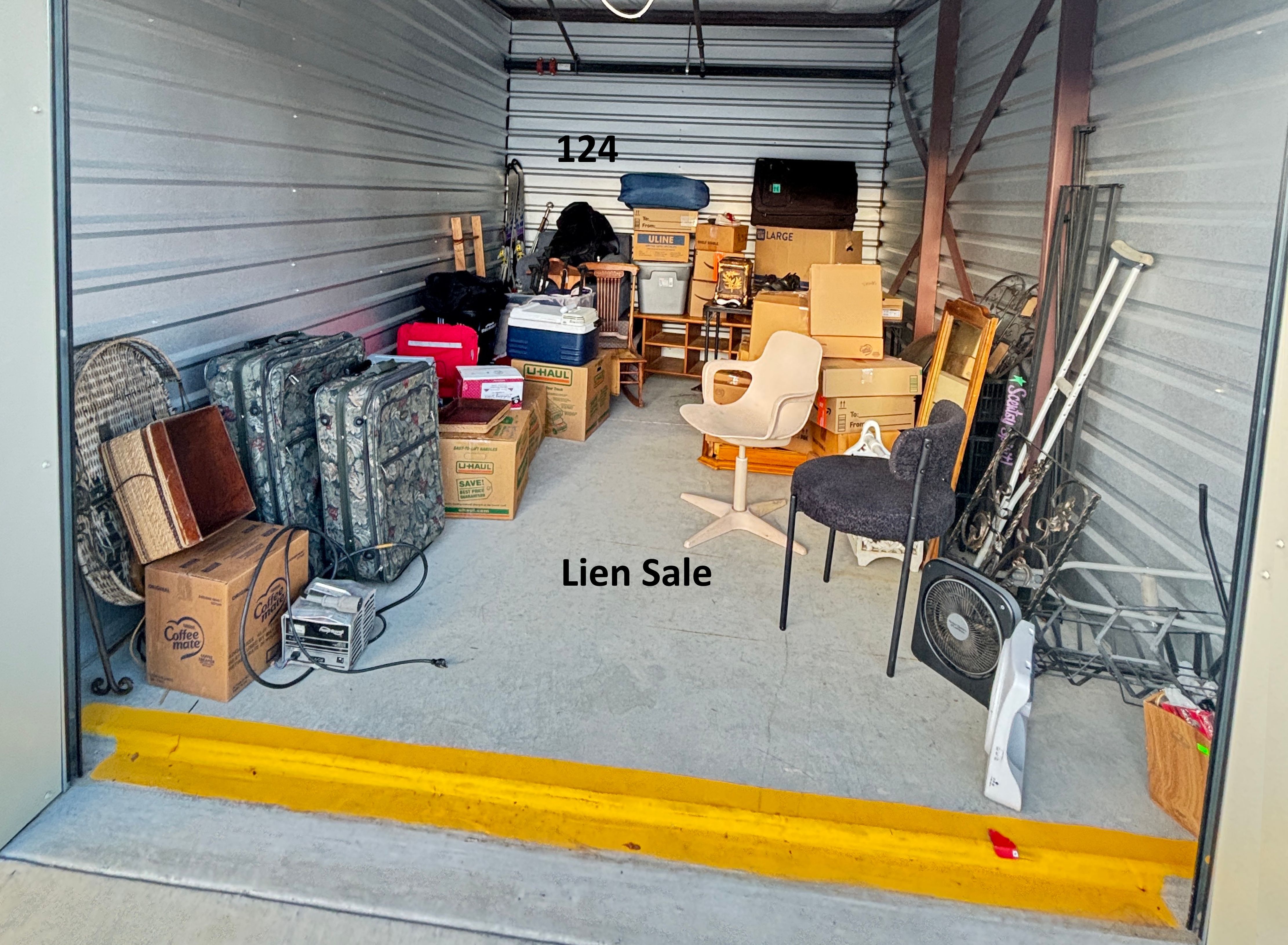 Lien Auction Unit 124 12/29 - Furniture, Sofas, TV, Art, Chairs, Boxes