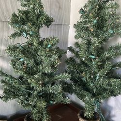 2 Christmas Trees With Lights, 3 Feet,Tall. $15 . For Both.the Lights Work.