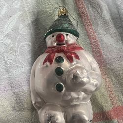 Vintage Glass Ornament Snowman Made In Germany 