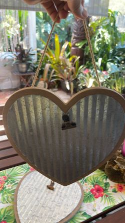 Heart Shaped Wooden and Galvanized Photo/Memo Holders