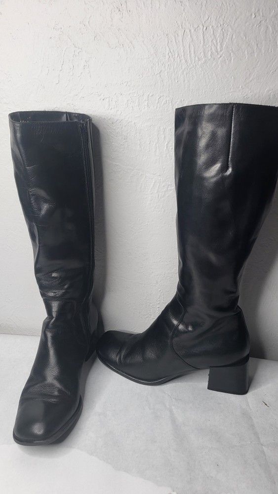 Sudini Torrey Black Napa Leather Boots Size 10.5 B