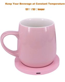 Coffee Mug Warmer with plugged in for 24W Self-Heating Warmer, Smartphone Wireless Charging Warmer for Home Office Desktop use , Warmer Heat up to 55℃