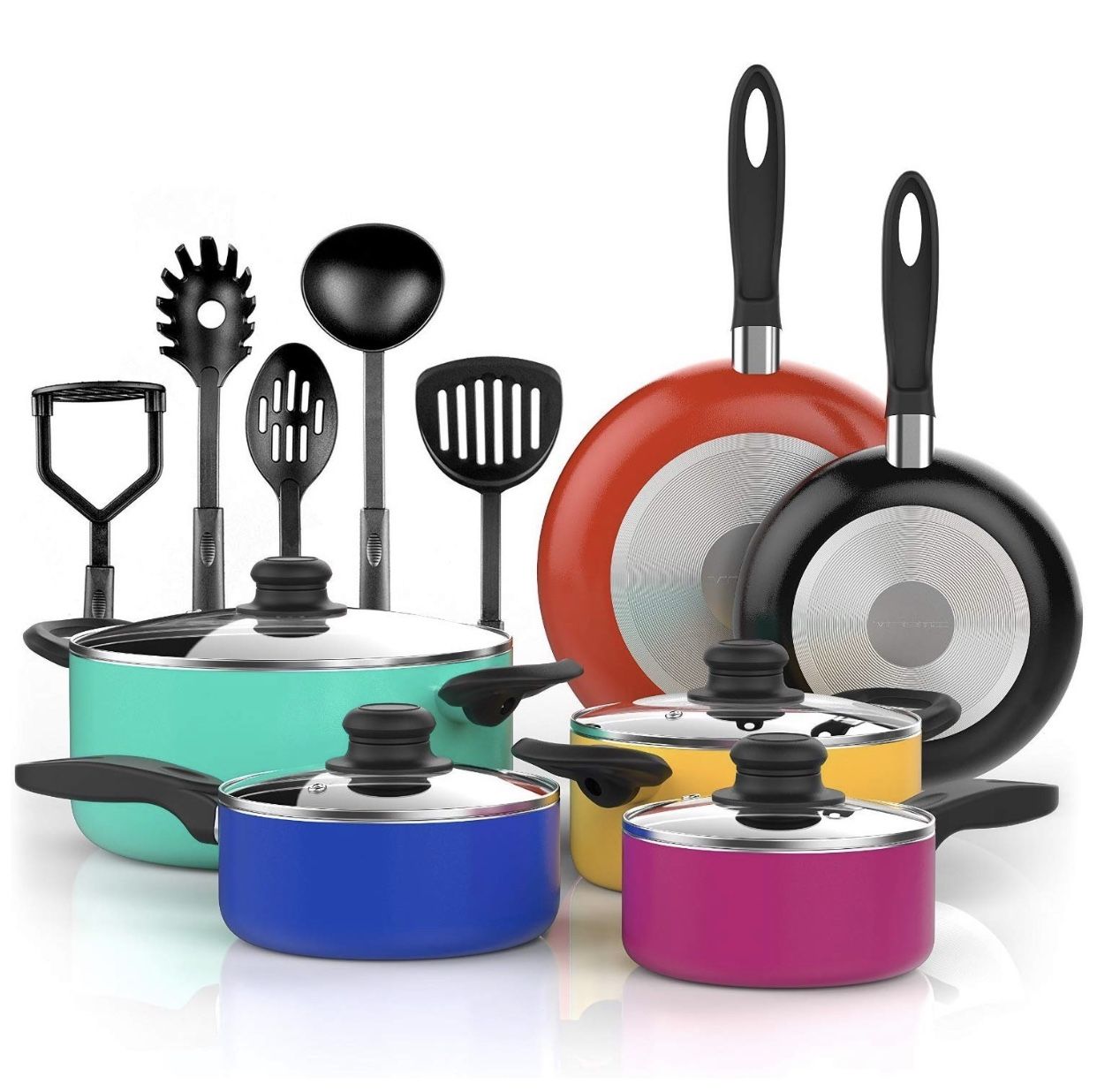 NEW nonstick cooking pots and pans with cooking utensils