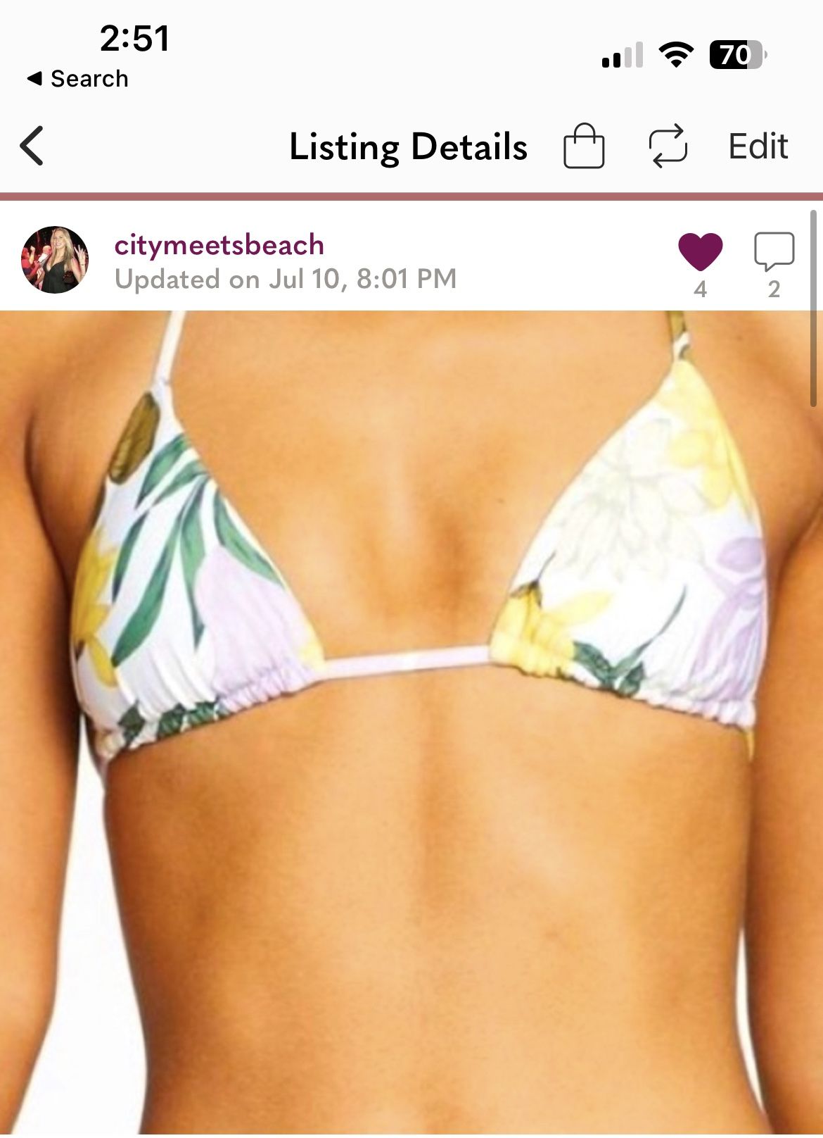 Vitamin A Swimwear Floral Gia Bikini Top in Soleil - 6/S - NWT New with tags!