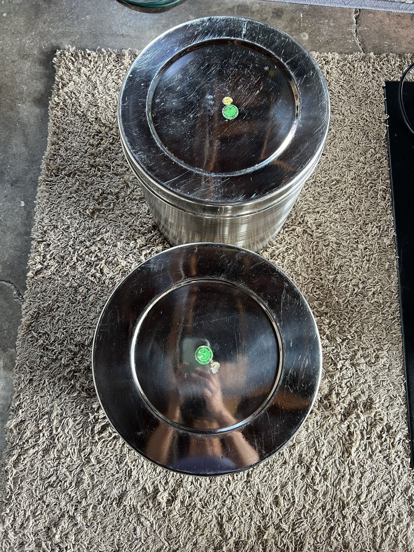 Deep Dabba / Storage Stainless Steel Cylindrical Containers 13” D X 14” H