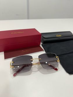 Cartier Glasses (Diamond Cut), Black Lense, Gold Frame