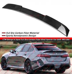 24-26 BMW G60 530i G90 M5 V Style Full Carbon Fiber Roof Spoiler