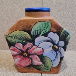 Beautiful Santa Rosa Guanajuato Mexico Majolica Folk Art Jar/Vase 5.5" Tall READ 