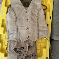 Leather Motorcycle Riding Chaps & Vest