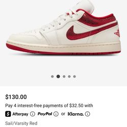 Women’s 10 Nike AJ 1 Low Ruby Color 