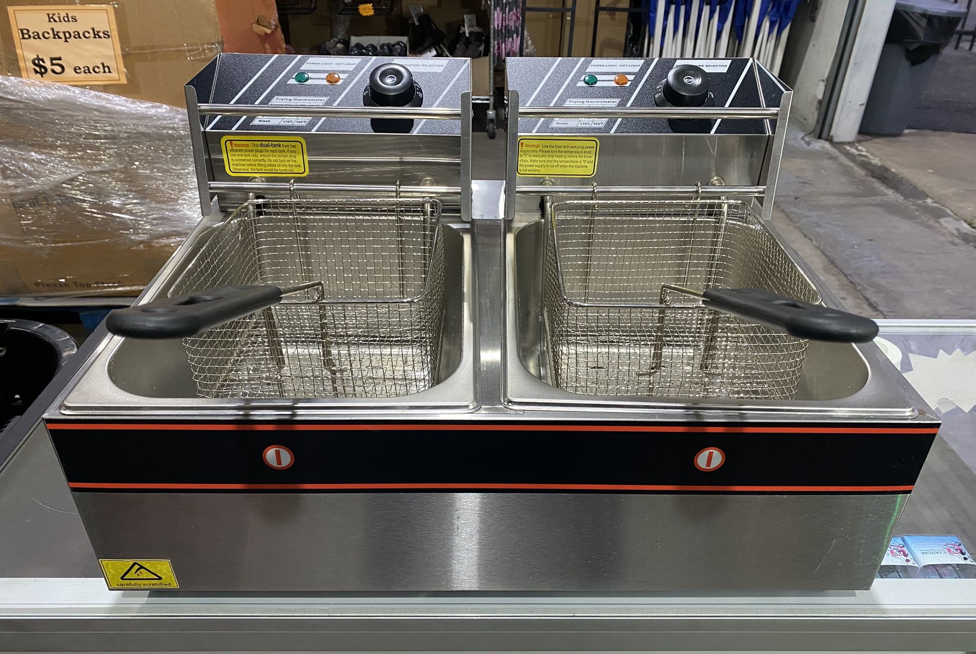 New, 24L Commercial Electric Countertop Dual Tank Deep Fryer 