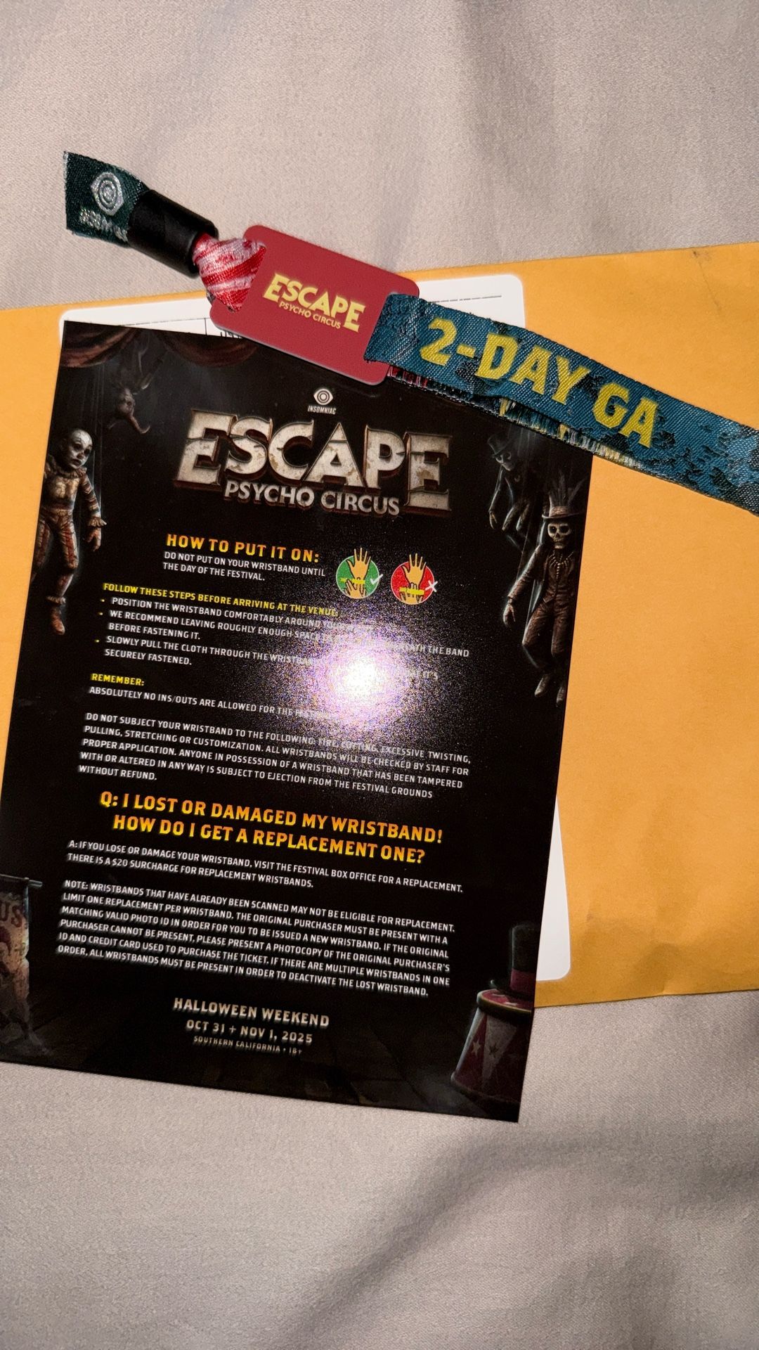 Escape Rave wristband