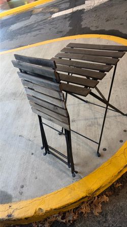Folding Wood Slat Bistro folding Chairs Set of 2