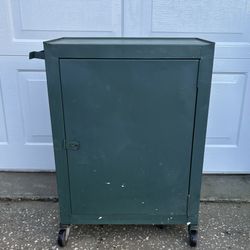 Vintage Metal Cabinet on Wheels