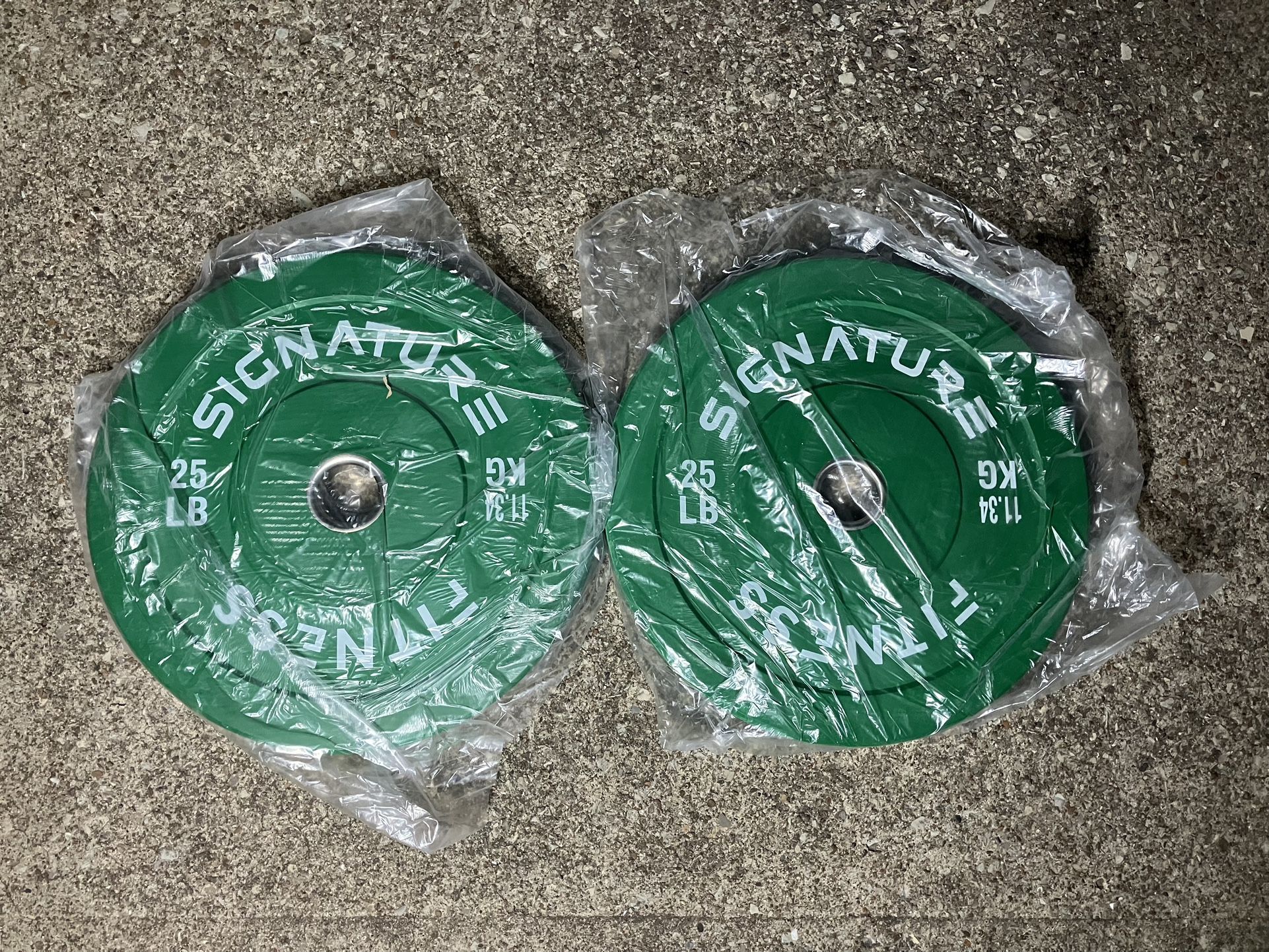 BRAND NEW 25 lb Olympic Bumper 2” weight plate set 50 lbs plates total bumpers weights 25lbs 25 lbs size hole