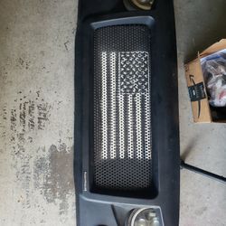 Jeep Wrangler Rugged Ridge Spartan Front Grille American Flag Steel Mesh  All Led Headlights N Turn Signals Included 