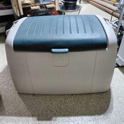 Storage Box  Beige With Green Lid