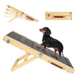 2026 Upgraded Dog Ramp For Couch, Foldable Small Dog Ramp For Sofa, 4 Adjustable Height From 13'' To 21", Portable Stable