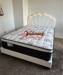 New Queen bed frame with mattress