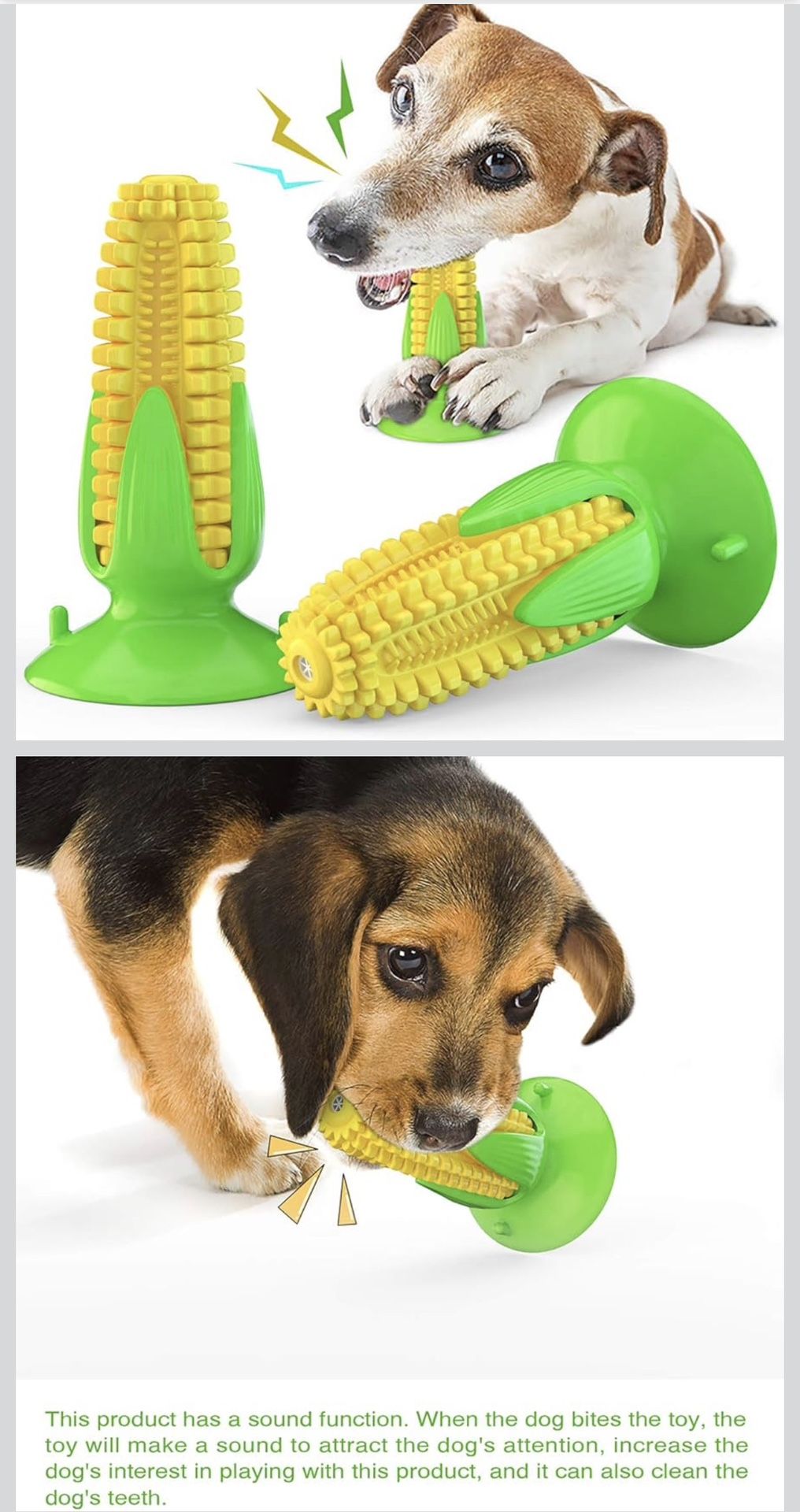 New Dog Squeaky Chew Toy with Suction, Dogs Toothbrush Teeth Cleaning Squeaky Stick