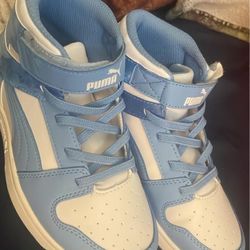 Blue And White Puma High Tops