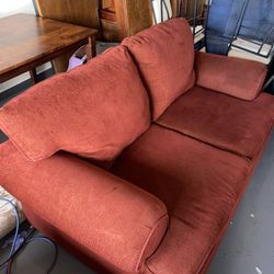 Clean Lovely Red Loveseat Sofa