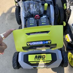 Ryobi Lawnmower New Open Box Comes With 2 Batteries 6.0 And 2 Fast Chargers 