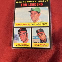 Great Card ! 1971 Topps AL 1970 ERA Leaders - Diego Segui/Jim Palmer/Clyde Wright LL Oakland Only $3 ! Great Value 