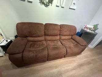 Brown Microfiber 3-Seat Recliner Sofa