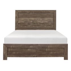 FARMHOUSE RUSTIC BROWN FINISH-FULL-SIZE-BED-FRAME-CAMA MATRIMONIAL
