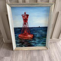 Original Signed Coastal Painting – Red Buoy #22