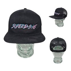 Super Dawg Embroidery Teal Pink Letter Trucker Snapback Hat Adjustable Cap Black