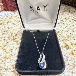 Elegant Blue Heart Pendant Necklace from Kay Jewelers