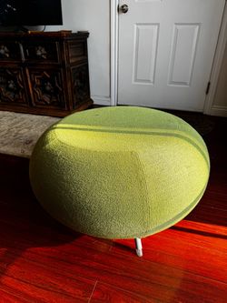 Custom “Allermuir” Olive Green Upholstered Ottoman - Modern Designer Furniture