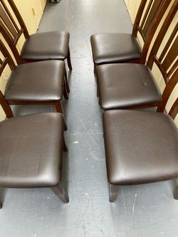 Brown Wood Dining Table (Extendable) + 6 Chairs