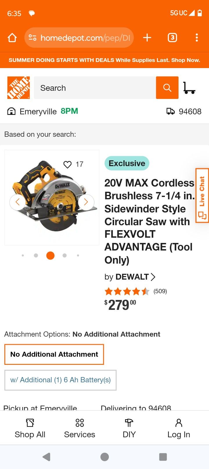 DeWalt Skillsaw 20v FlexVolt