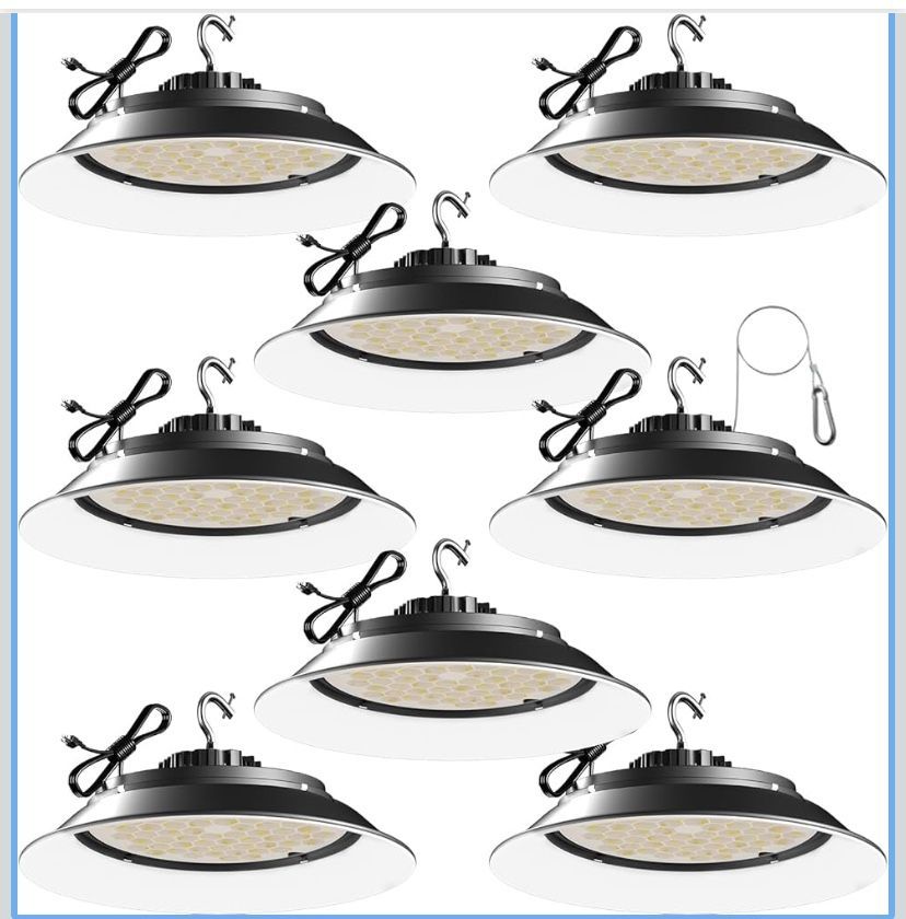 6Pack LED High Bay Light 240W(280 * 1W LED) with Relfector 36000lm 5000K High Bay LED Shop Lights with US Plug, AC100-277V Commercial UFO LED Light fo