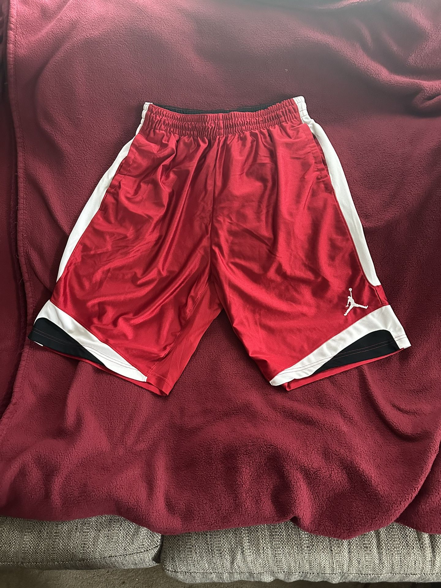 Large Red, Black,& White Jordan Basketball Shorts