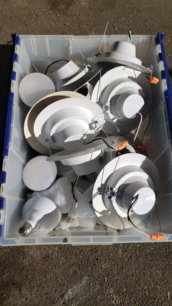 *** Various light bulbs, down cans, flush mount recessed LED ***