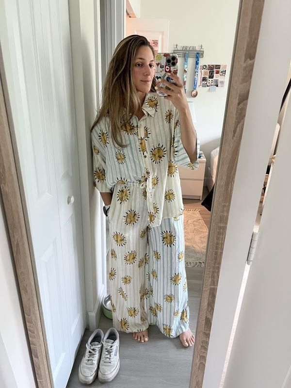 NWT $78 Anthropologie x LouLou Avenue Button-Down Sun Print Collared Top XXS