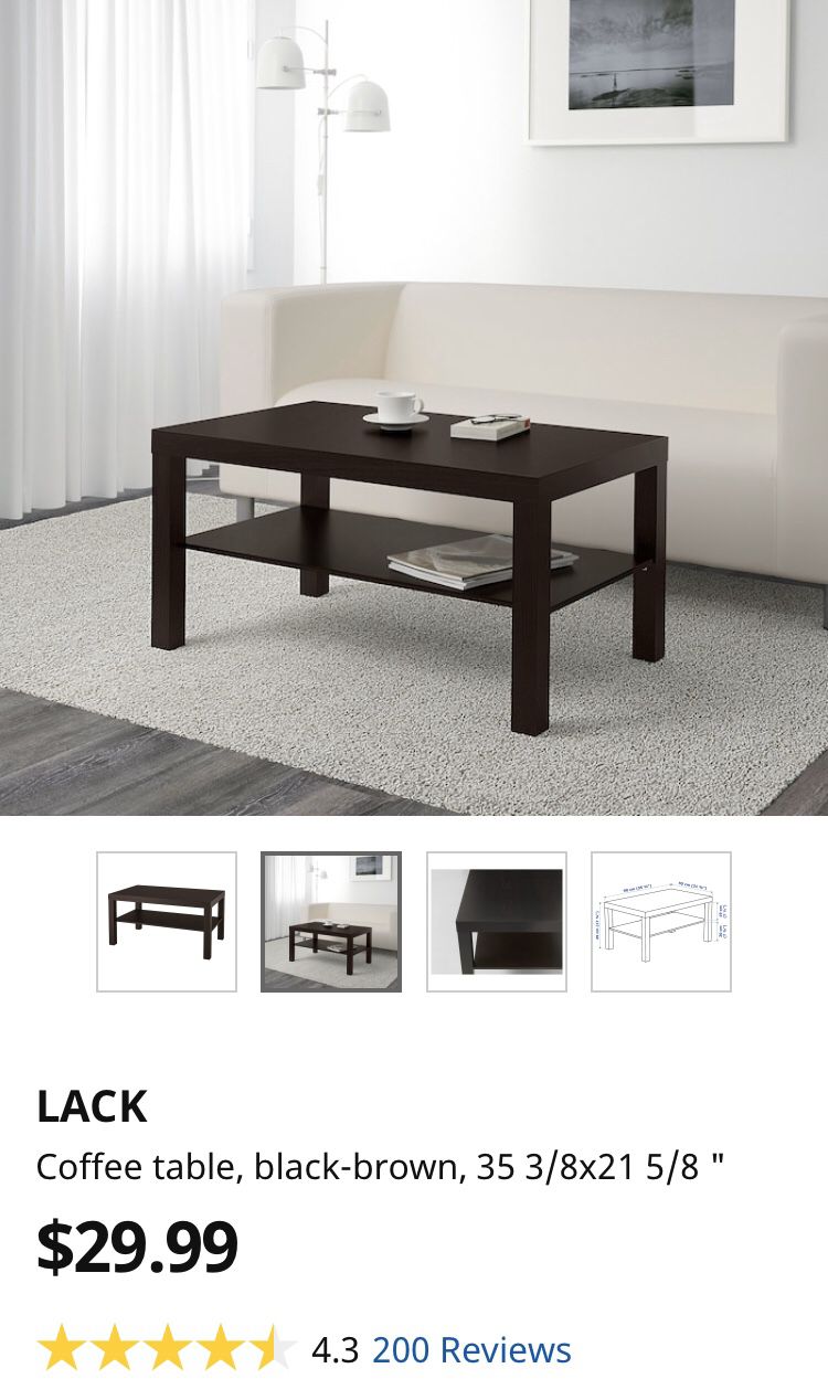 Used IKEA (LACK) Coffee table, black-brown, 35 3/8 x 21 5/8 "