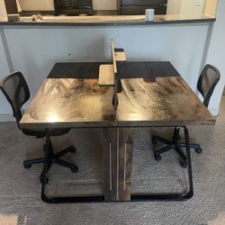 2-Person Office Desk Espresso With Chairs 